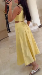 Eyelet Sleeveless Crop Top & Midi Skirt Two Piece Set