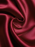 Burgundy Ruched Satin V Neck Long Sleeve A-Line Midi Dress