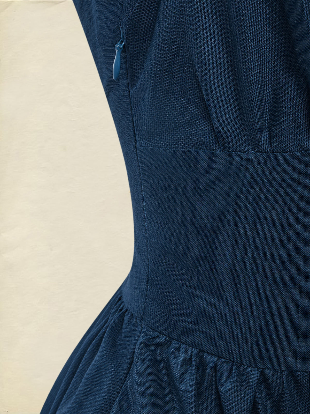 Maxi Linen Dress , Short Sleeves, V Neck, Plain, Lace, Vintage, Blue