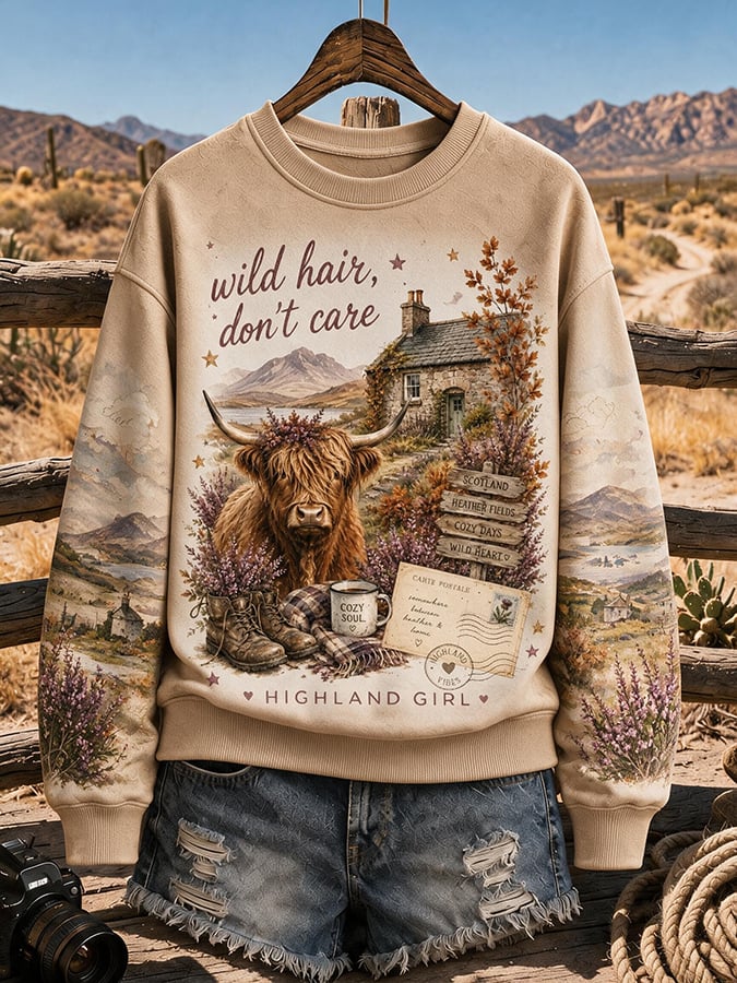 Women's Highland Denim Print Sweatshirt