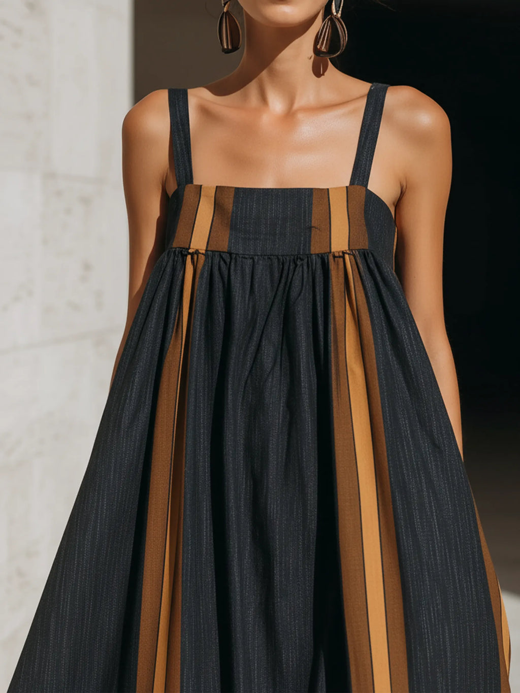 Dark Indigo Striped Denim Maxi Dress
