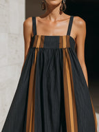 Dark Indigo Striped Denim Maxi Dress
