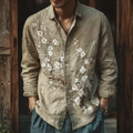 Bohemian Retro Style Floral Print Men's Long-sleeve Shirt
