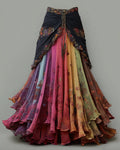 Elegant Patchwork Colorful Skirt  3aed