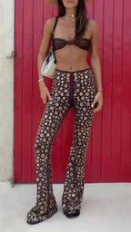 Silver Ring Print Flare Pants