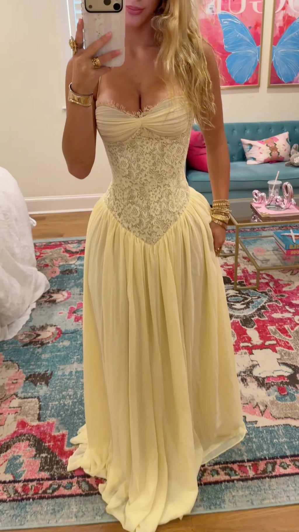 Lace Corset Chiffon Maxi Dress