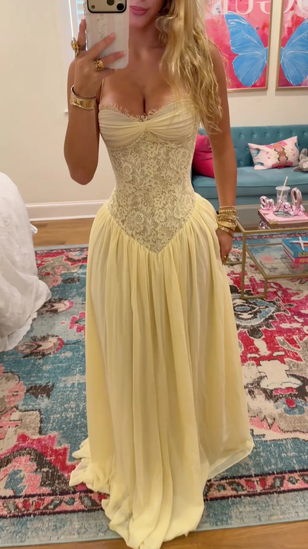 Lace Corset Chiffon Maxi Dress