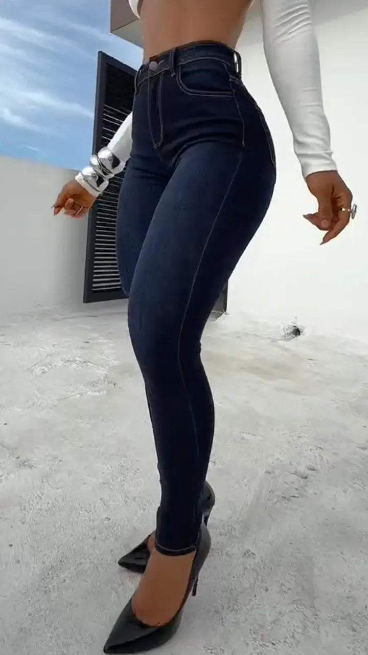 Dark Wash High Waist Skinny Denim Jeans