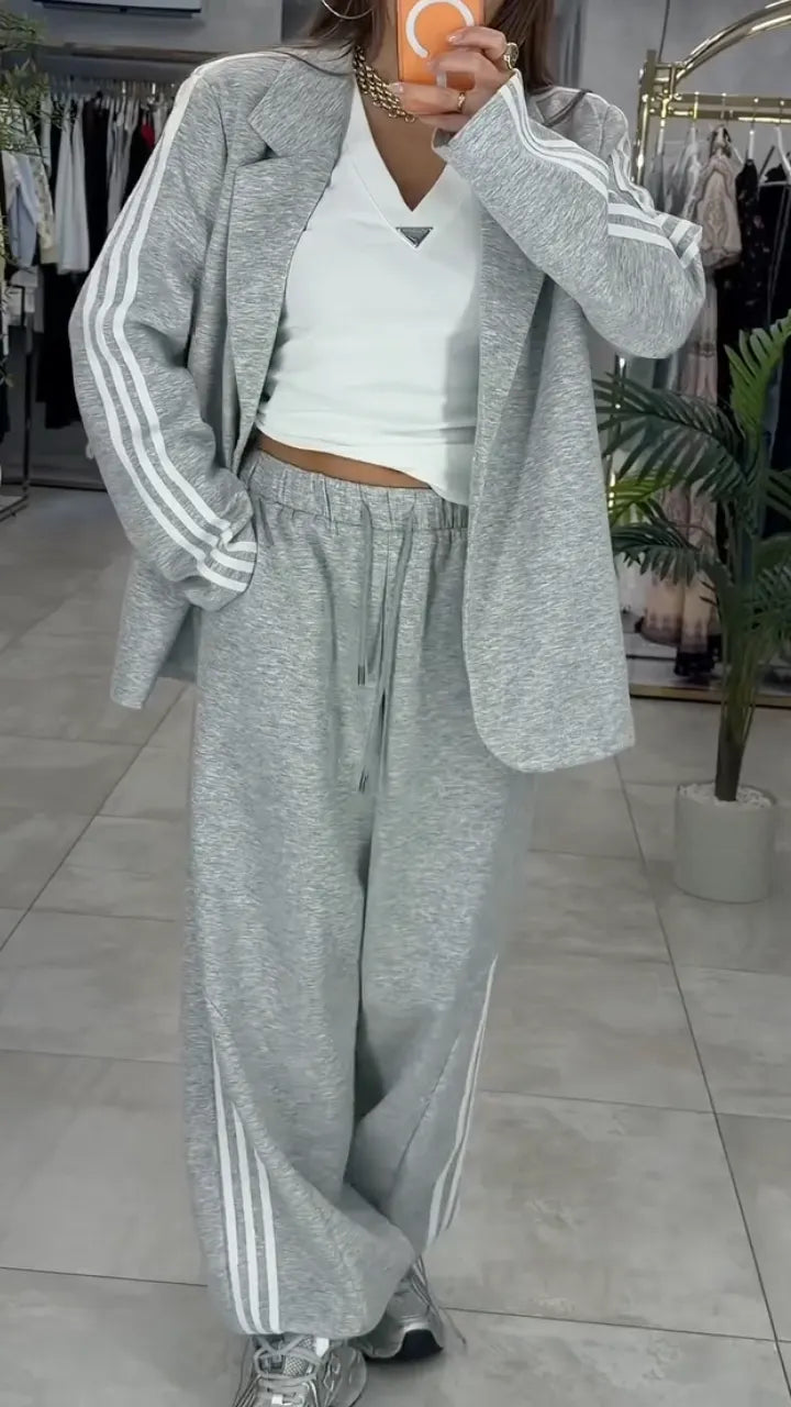 Stripe Blazer & Jogger Tracksuit Two Piece Set