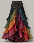 Elegant Lace Patchwork Flowing Skirt a54c