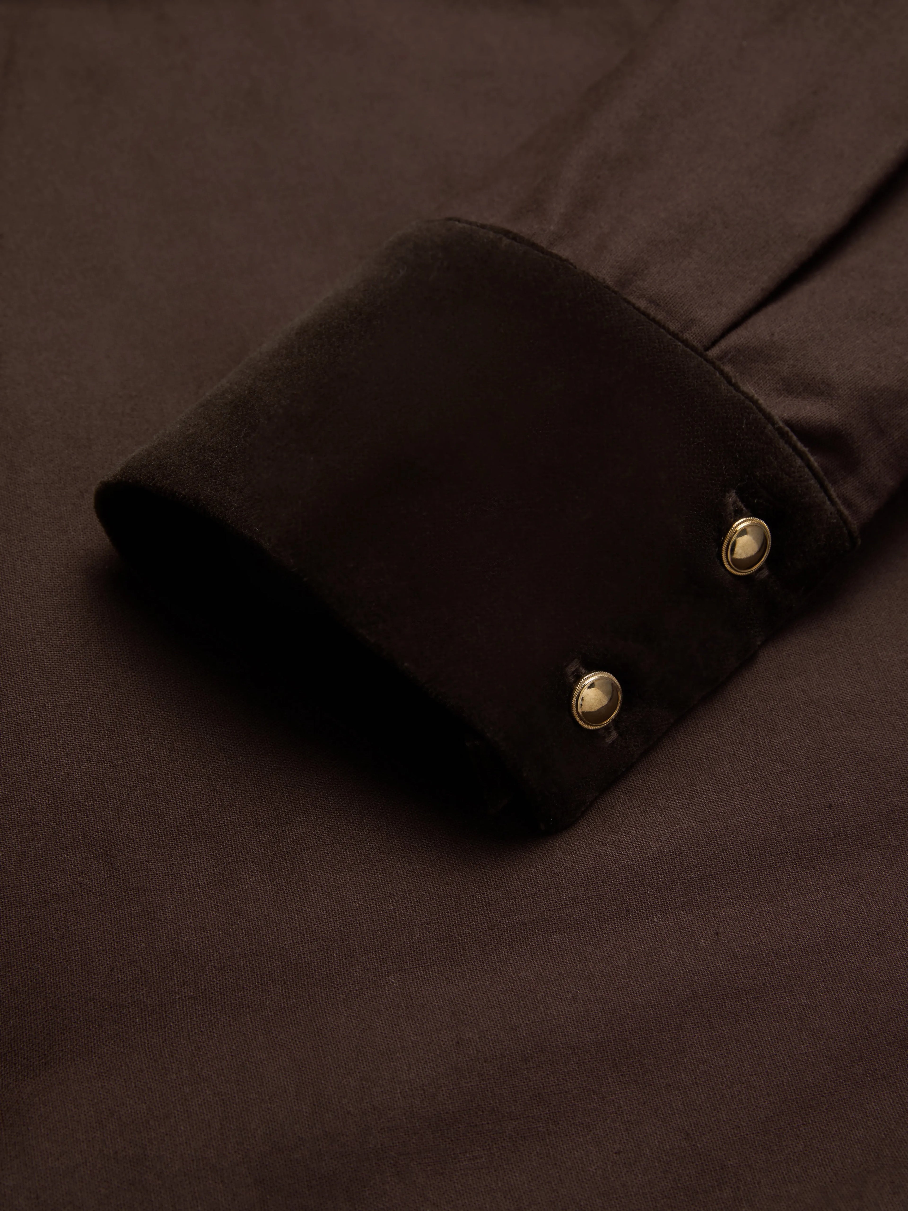Midi Cotton Dress, Long Sleeves, Shawl Collar, Plain, Belt Design, Vintage, Coffee
