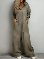 Women’s Hooded One Piece Denim Jumpsuit
