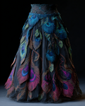 Elegant Ruffle Peacock Skirt  93cd
