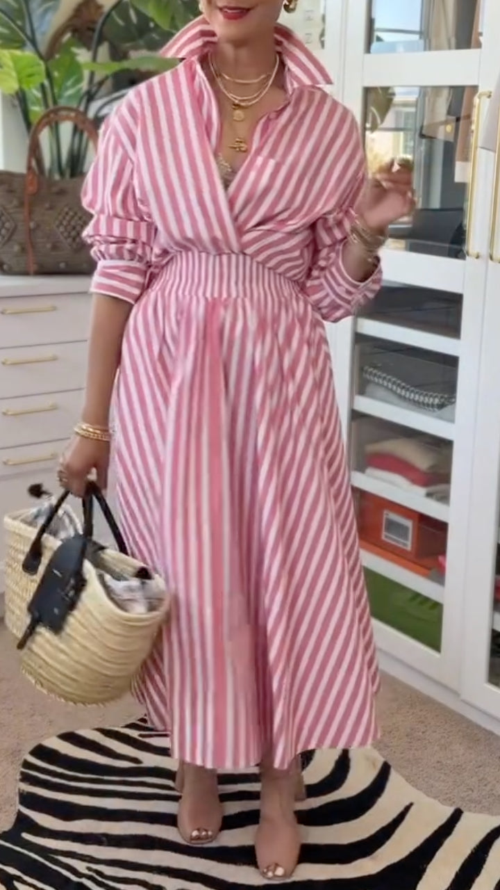Vertical Stripe Wrap Waist Two Piece