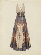 Maxi Cotton Dress, Sleeveless, V Neck, Floral, Belt Design, Vacation, Vintage, Apricot