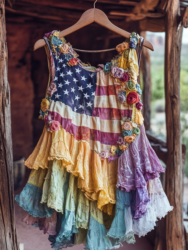 Summer romantic rainbow color ruffle lace patchwork top 1de1