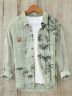 Bamboo Japanese Art Casual Linen Blend Shirt