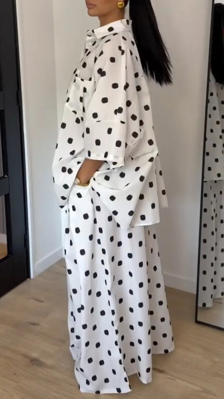 Women's Loose Casual Polka-Dot Set