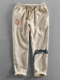 Japanese Art Frog Print Cozy Cotton Linen Pants