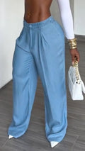 Tencel Pleated Wide-Leg Trousers