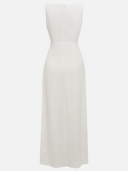 White Sequin Classic Boat Neck Sleeveless A-Line Maxi Dress