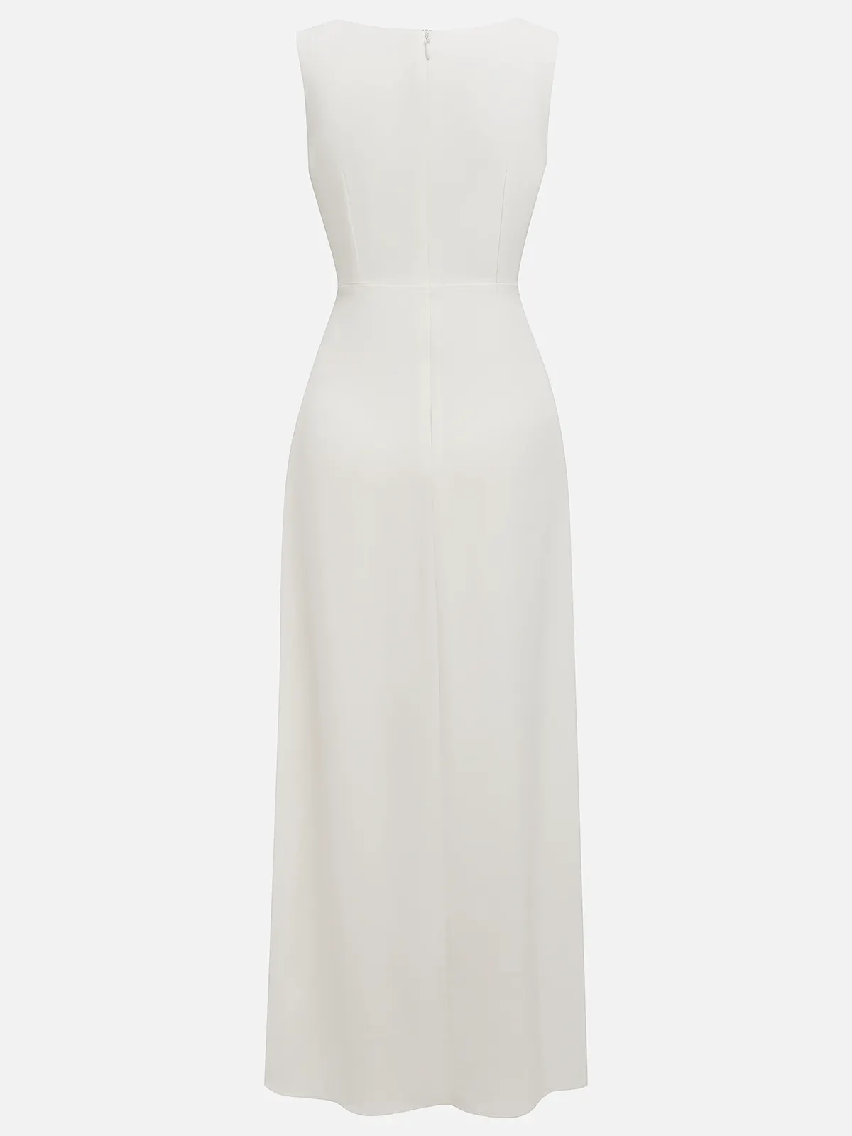 White Sequin Classic Boat Neck Sleeveless A-Line Maxi Dress
