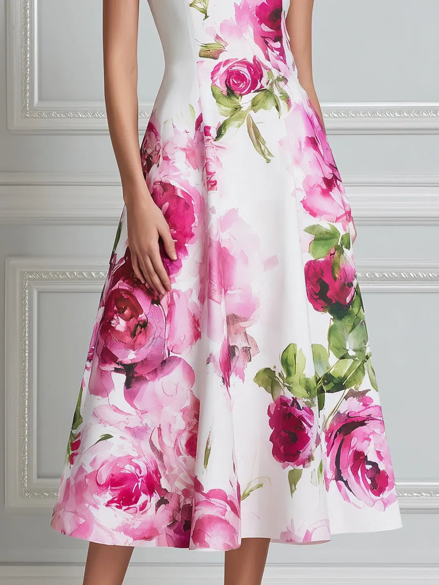 Blossom Muse Floral Fit-and-Flare Midi Dress