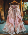 Summer Vacation Ruffle  Lace Patchwork Pant ccdb