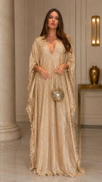Sequin Tassel V-Neck Kaftan Maxi Gown