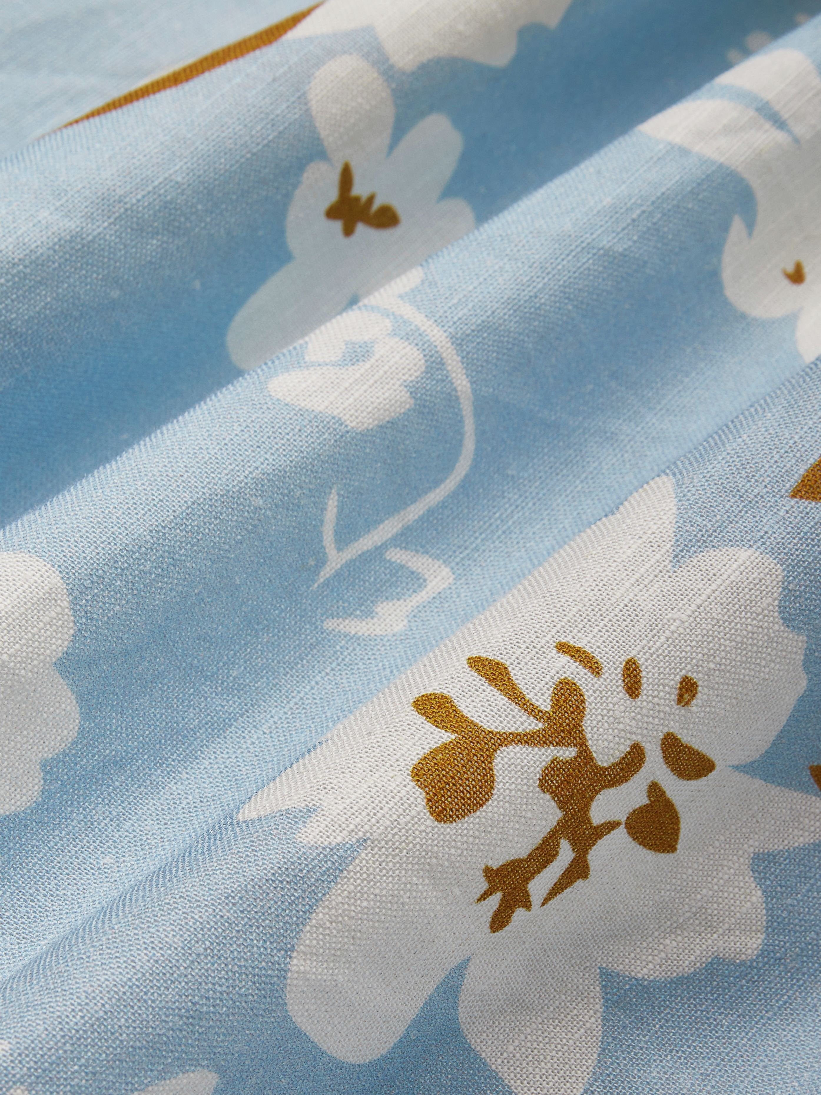 (SIZE:XS-XXL) Midi Linen Dress, Sleeveless, Round Neck, Floral, Pocket Design, Vintage, Blue