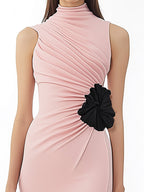 Pale Pink Gown with 3D Floral Waist Detail