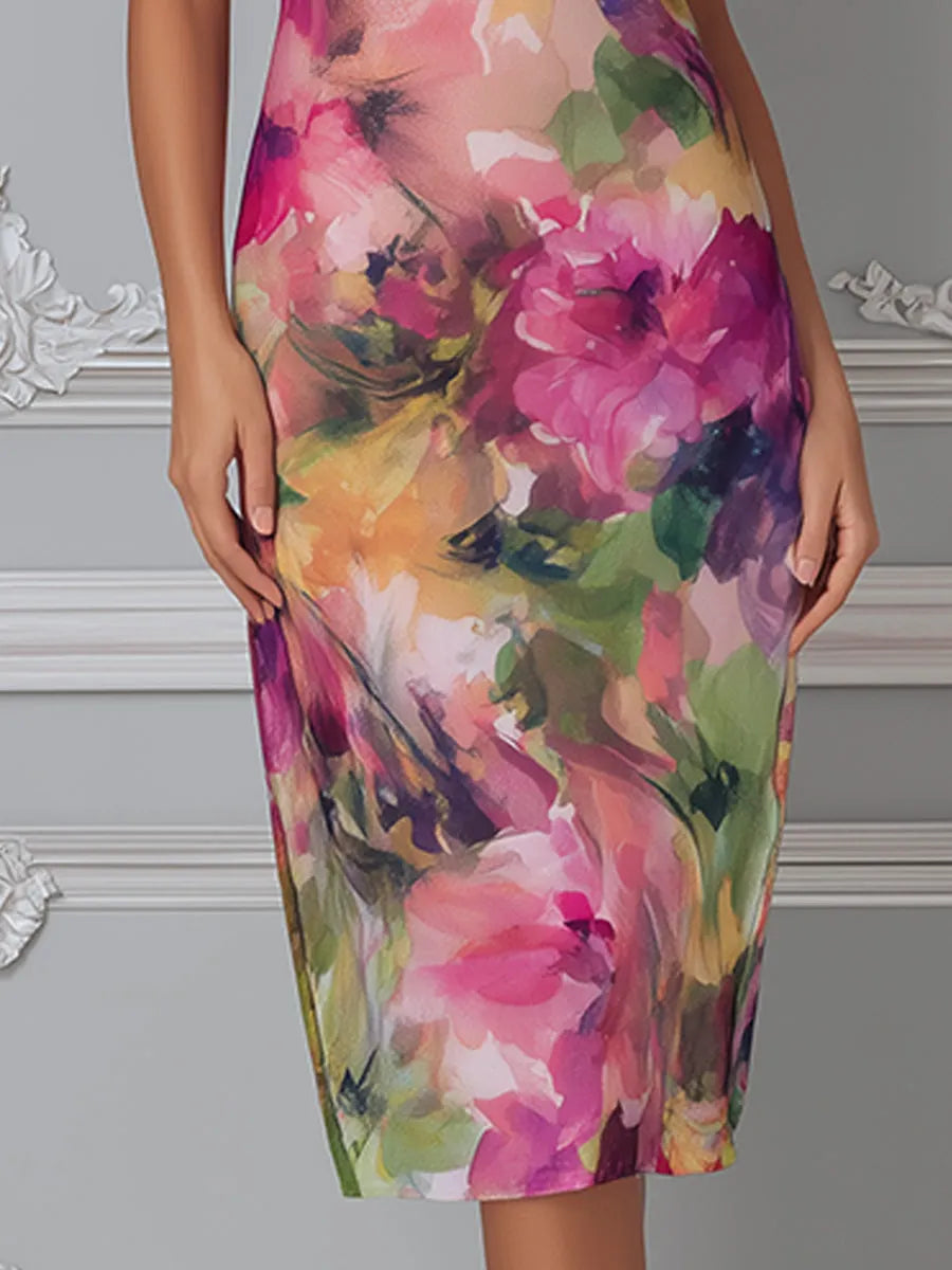 Floral Impressionist Sheath Dress
