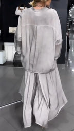 Women's V-Neck Loose Asymmetrical Two-Piece Set