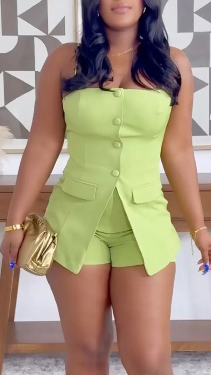 Strapless Longline Vest Short Jumpsuit