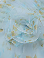 Light Blue Floral 3D Floral Tulle Strapless Sleeveless A-Line Floor-length Gown Dress