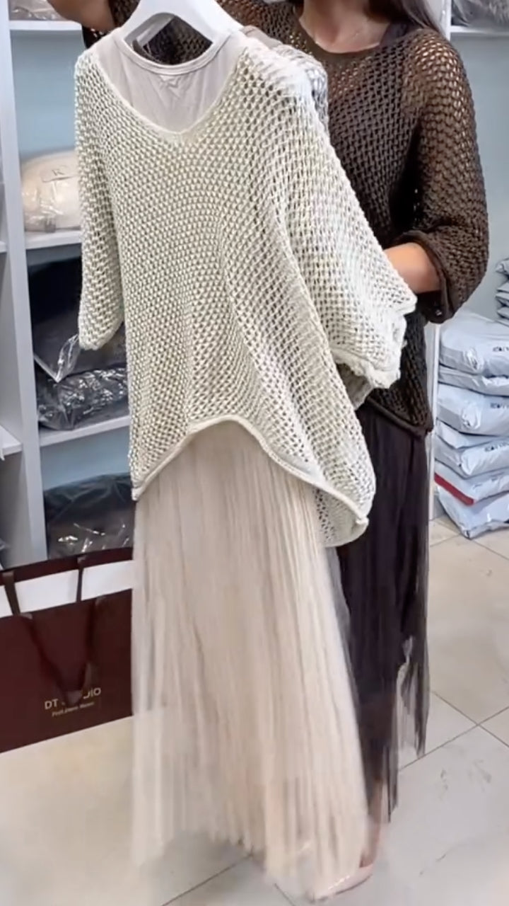 Women's Open-Knit Cover-Up & Dress — Casual Two-Piece Set