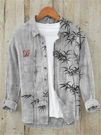 Bamboo Japanese Art Casual Linen Blend Shirt
