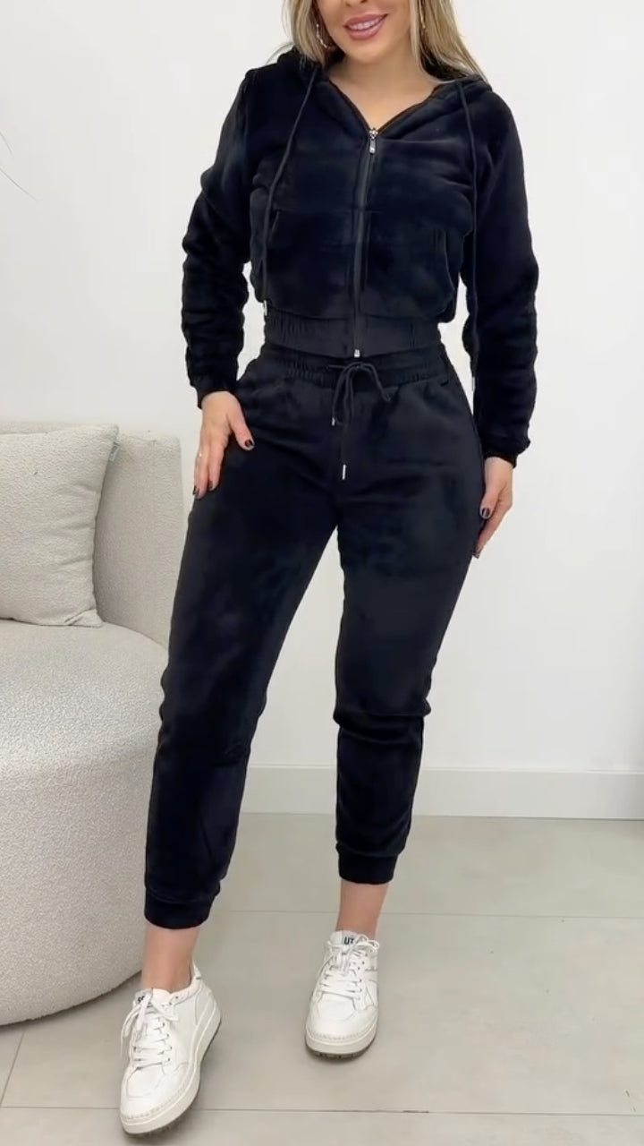 Sherpa Lined Hoodie & Jogger Tracksuit Set