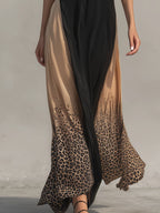 Black Gradient Leopard Print Chiffon Maxi Dress