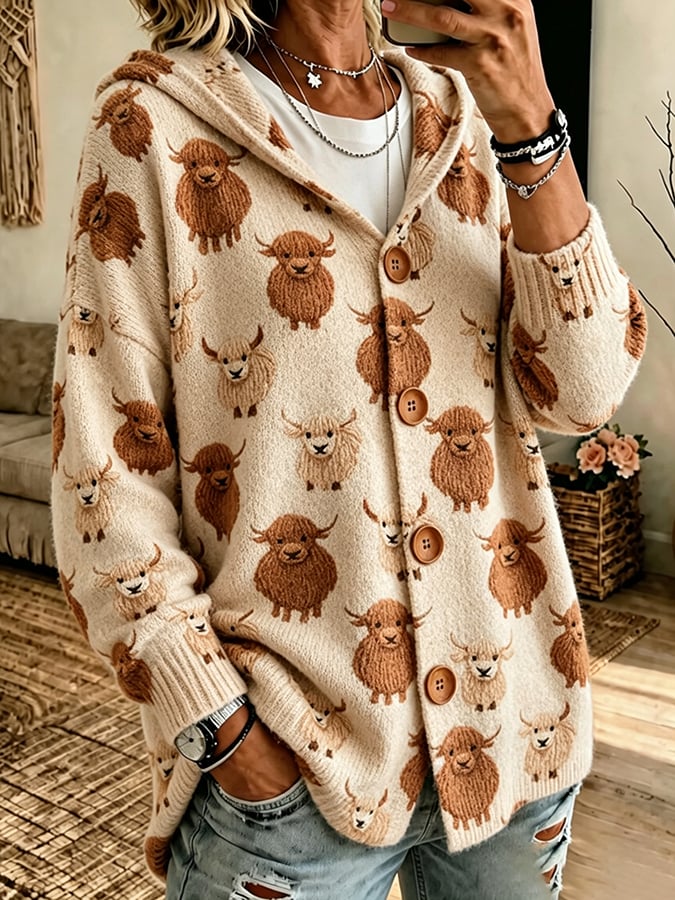 Women's Highland Cow Print Top