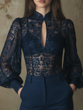 Midnight Bloom Lace Blouse