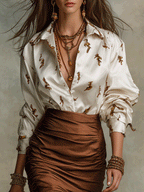 Effortless Boho Printed Top And Ruched Skirt Ensemble
