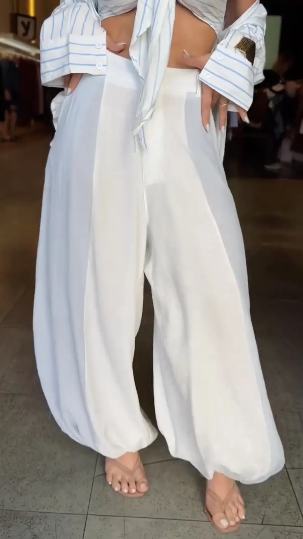 Panel High Waist Wide Leg Trousers