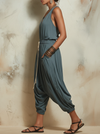 Boho Linen-Blend Harem Jumpsuit | Effortless Vacation & Everyday Style