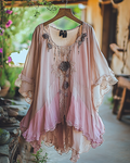 Summer Vacation Ruffle  Lace Patchwork Top  623e