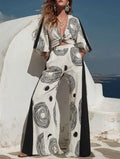 Casual Top And Pants With Artistic Print Two-piece Set