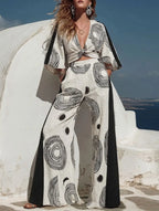 Casual Top And Pants With Artistic Print Two-piece Set