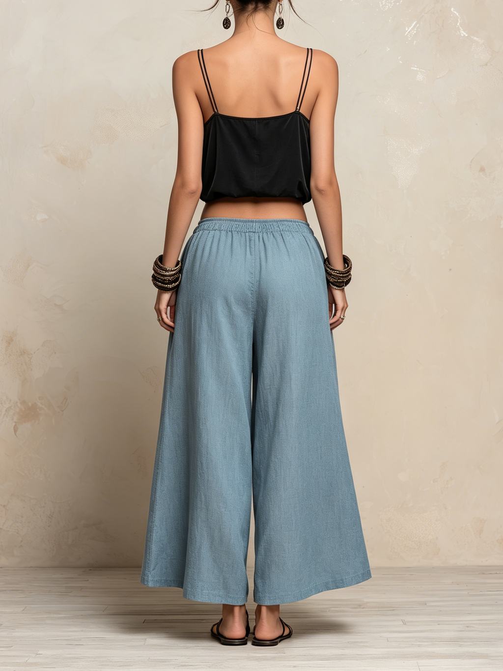 Light Wash Tencel Wide-Leg Palazzo Pants – Effortless Airy Style