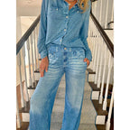 Denim Dreams Pajama Set – Cozy Fit, Soft Denim‐Look Loungewear for All Night Comfort