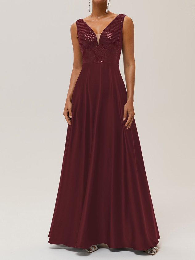 Purplish Blue Sequin A-Line Gown Satin Mother of the Bride or Groom Dress